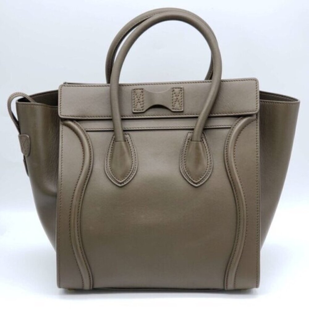 Authentic Celine Nano Luggage Taupe Leather Tote Bag Top Handle Crossbody Luxury - Picture 4 of 16